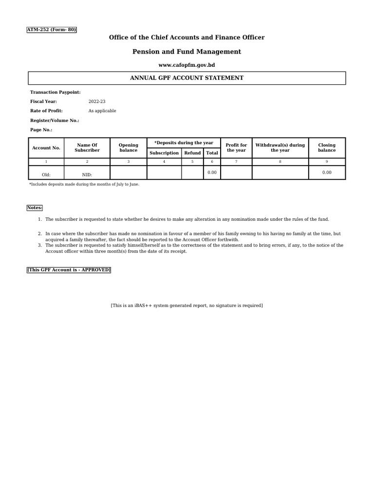 Annual GPF Account Statement 2022-23 | PDF | Finance & Money Management ...