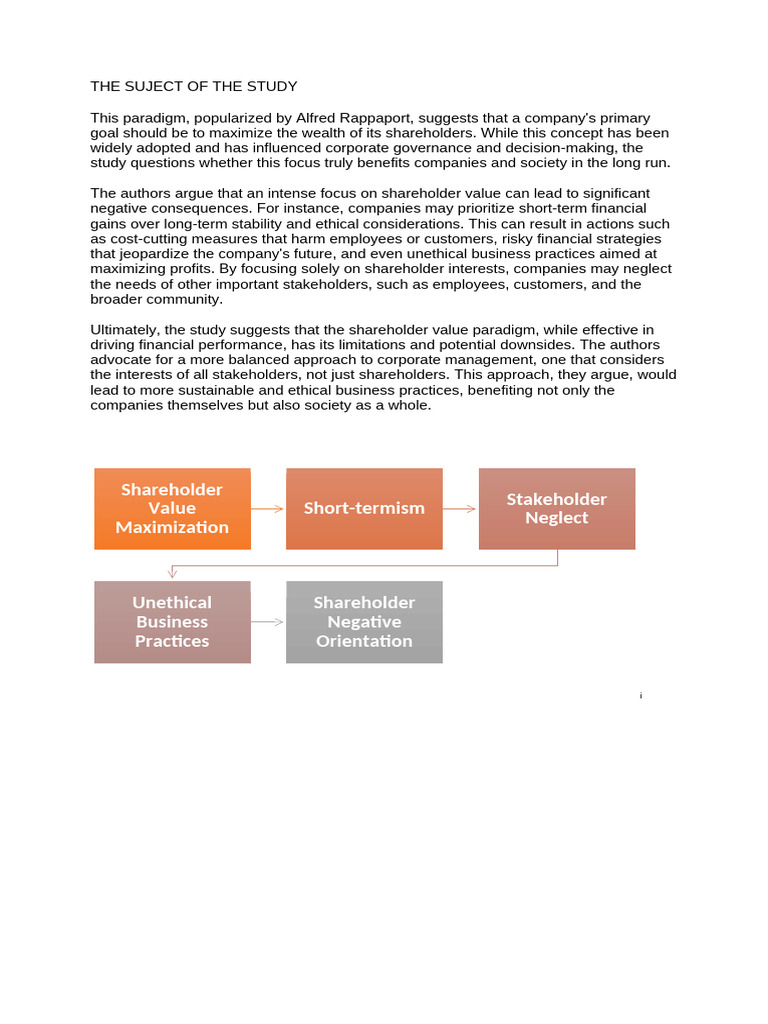 Conceptual Model and Subject of The Study | PDF | Shareholder Value ...