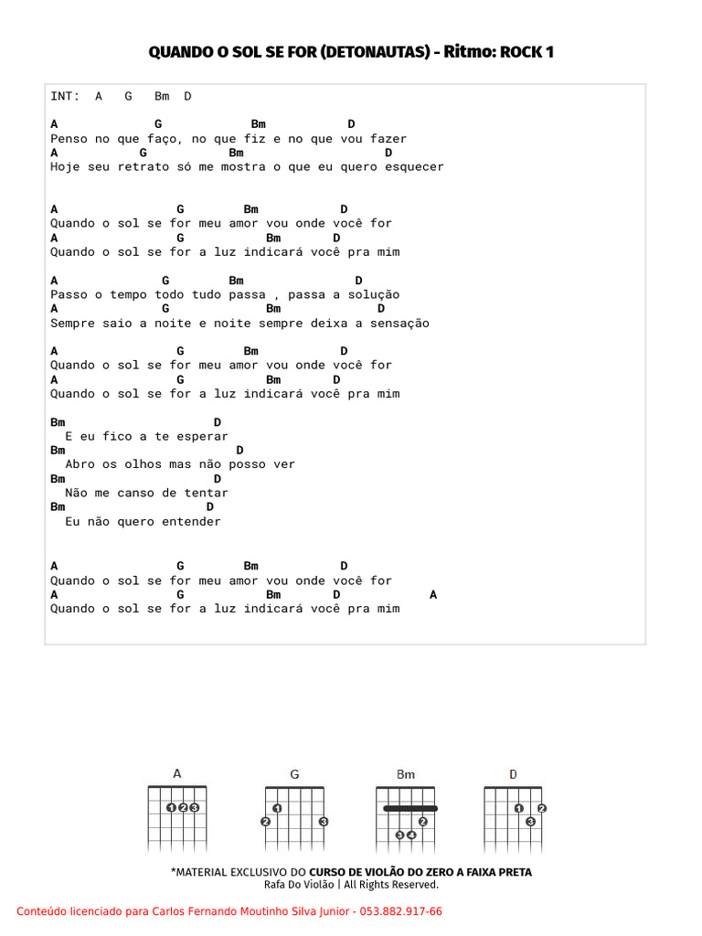 Aula de Violão: Quando o Sol Se For | PDF