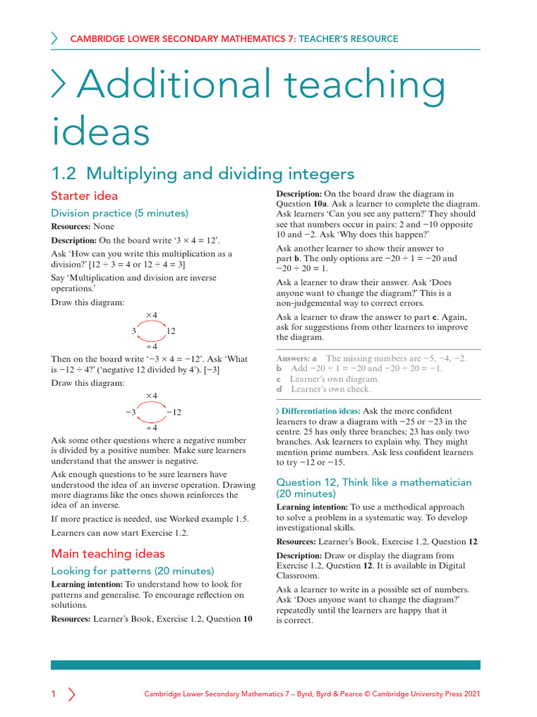Teaching Inverse Operations in Math 7 | PDF | Multiplication | Learning