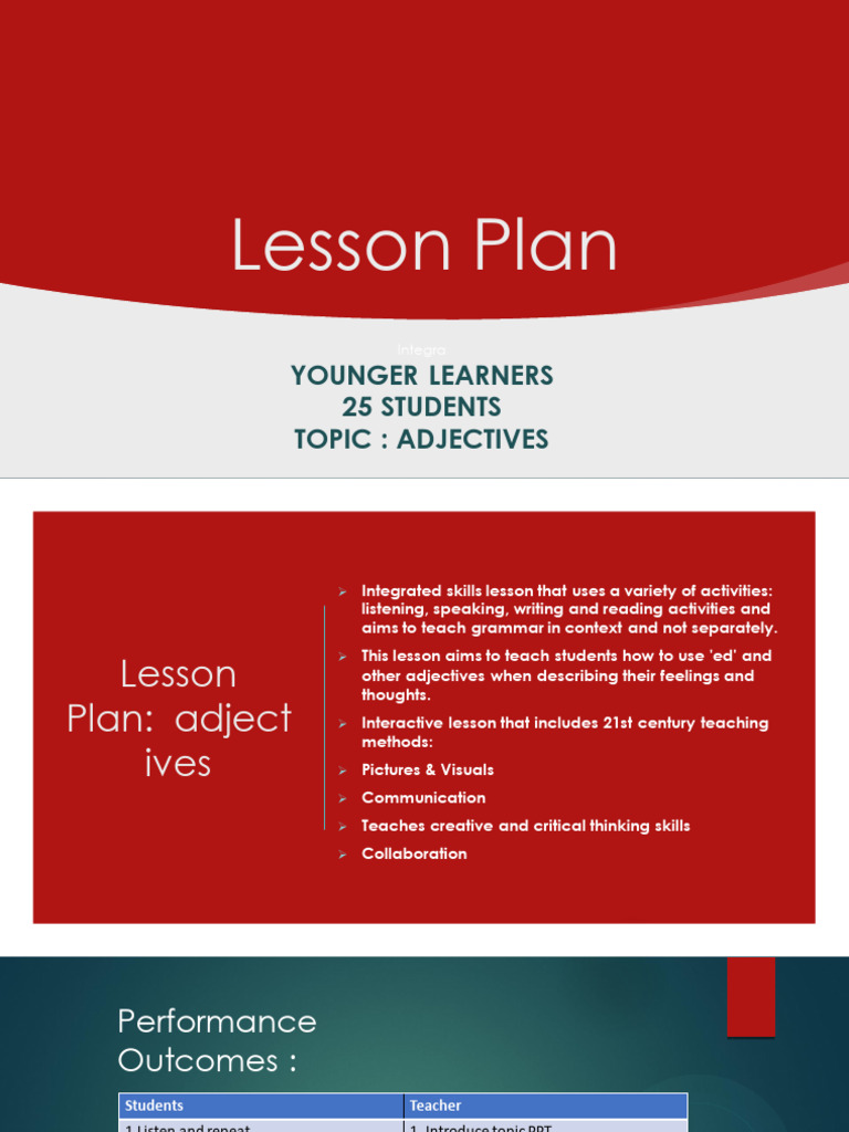 Lesson Plan and Design - For Younger Learners Example | PDF | Behavior ...