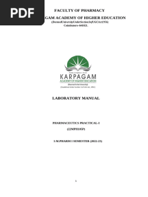 M Pharm I Sem P.ceutics Manual