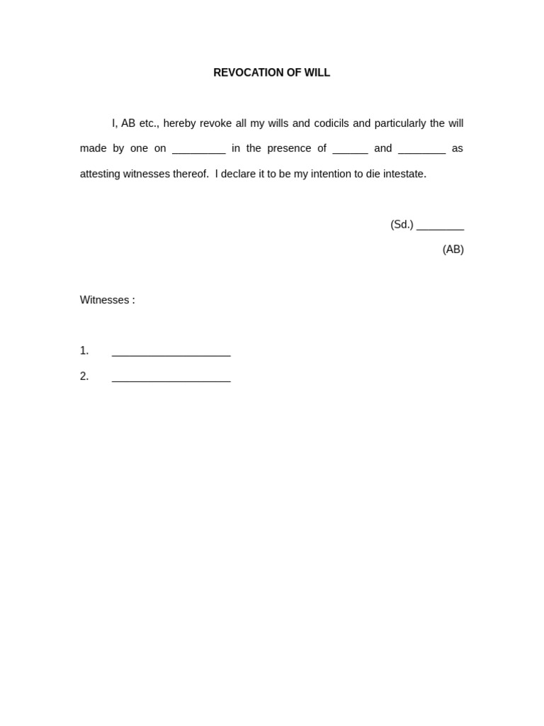 Revocation of Will | PDF