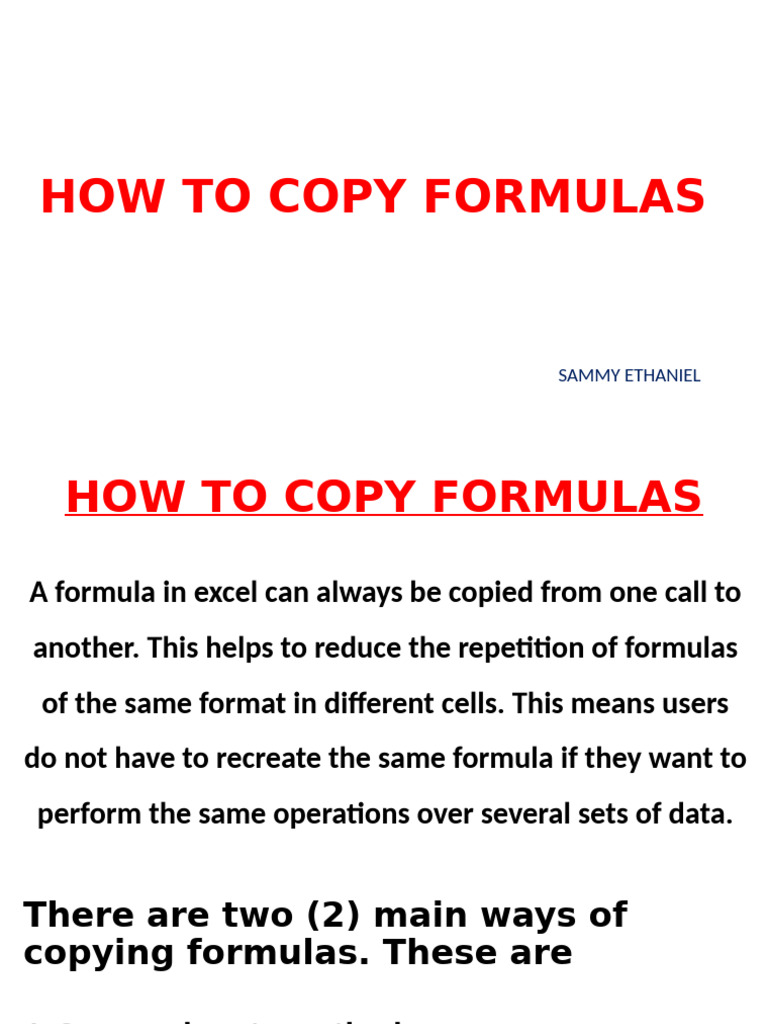 Demonstrate How To Copy Formulas | PDF | Cursor (User Interface) | Formula