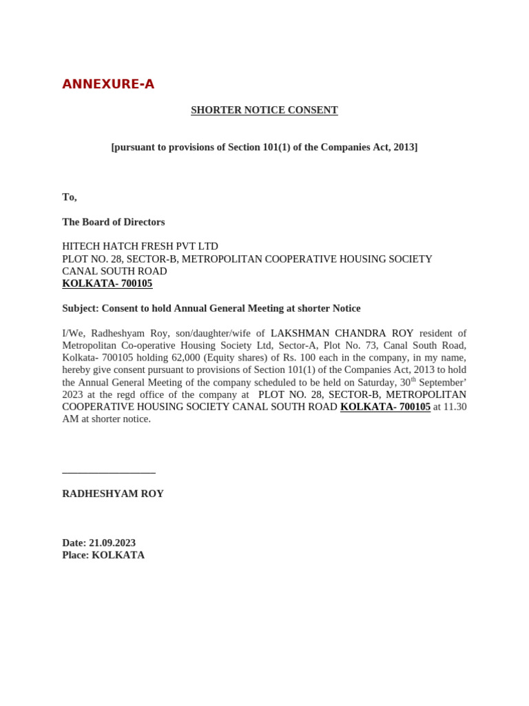 format-of-shorter-notice-consent-members-pdf-corporate-governance