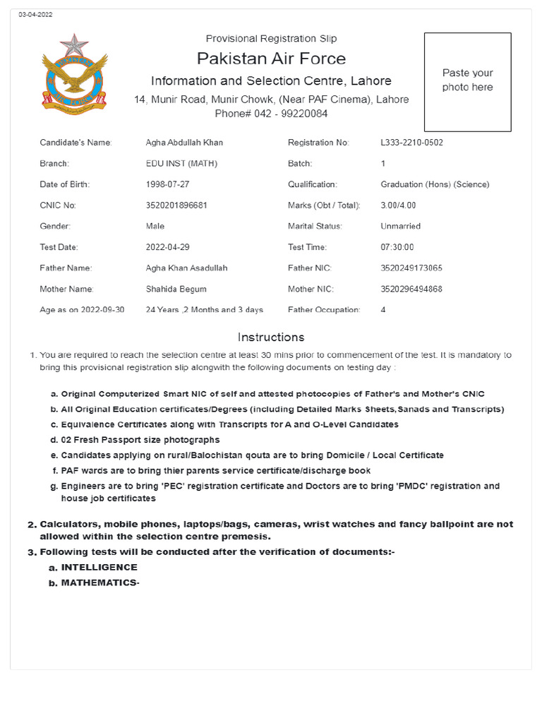 PAF Mathematics Instructor | PDF