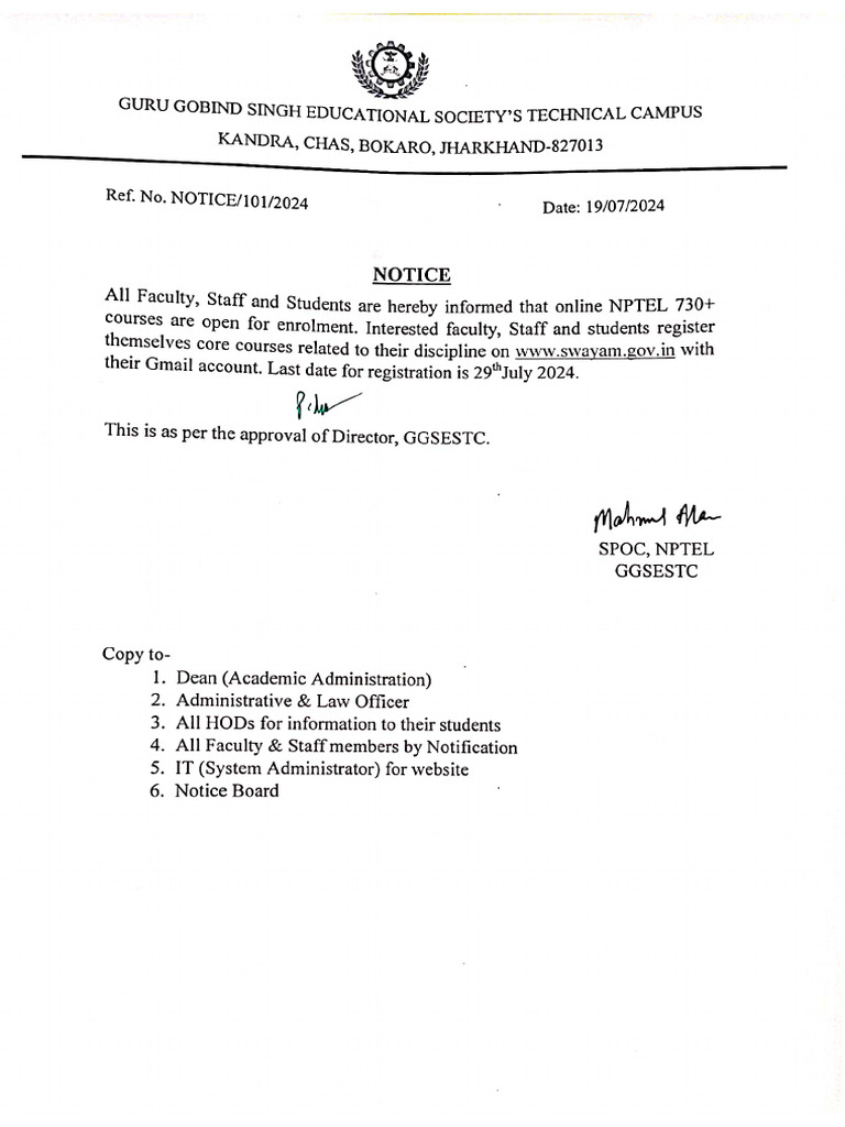 NPTEL Notice | PDF