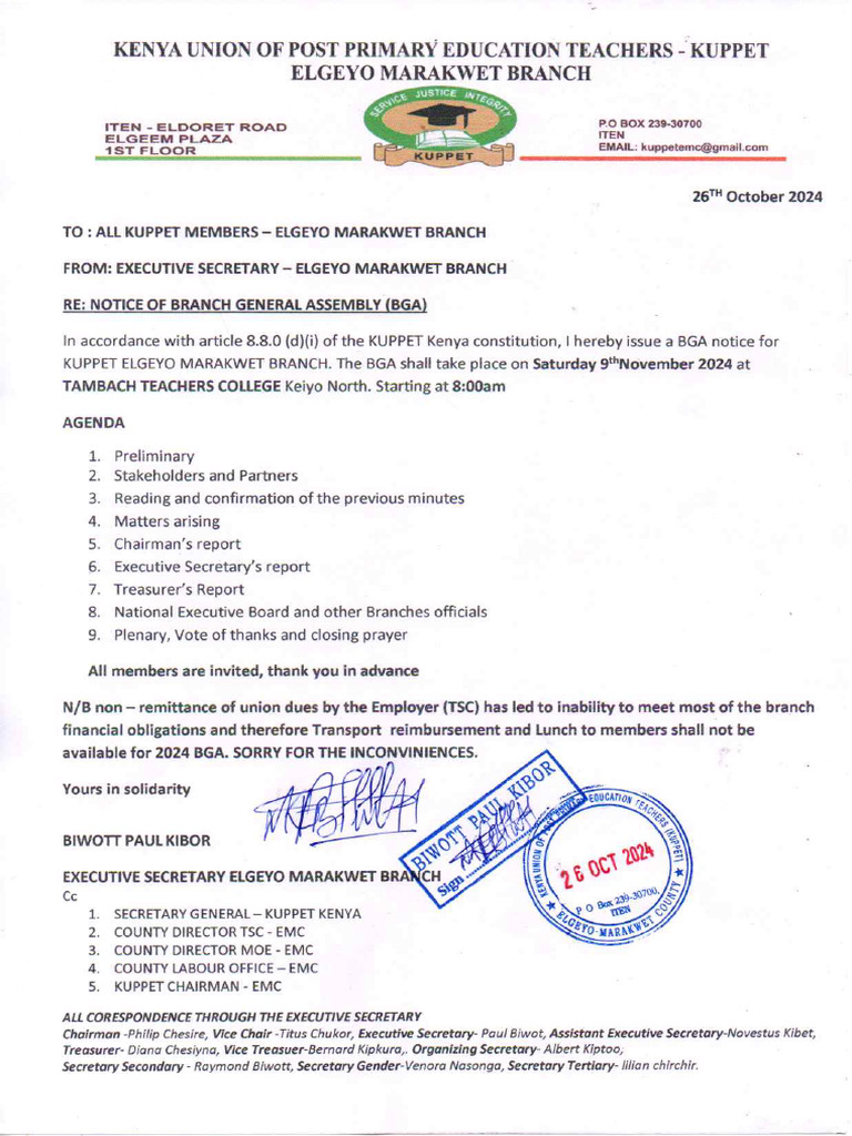 Kuppet Bga Notice 2024 | PDF