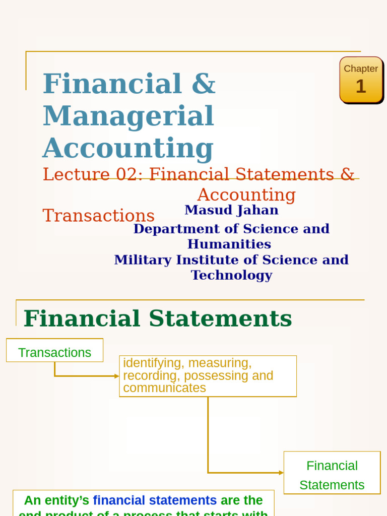 Lec 02 - Financial Statements & Accounting Transactions | PDF | Equity ...