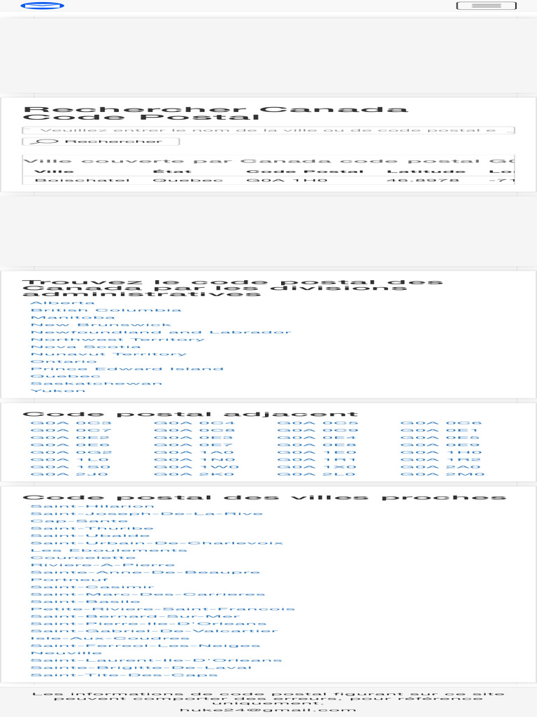 Canada Code Postal G0A 1H0 - Ville Boischatel - Rechercher Canada Code ...