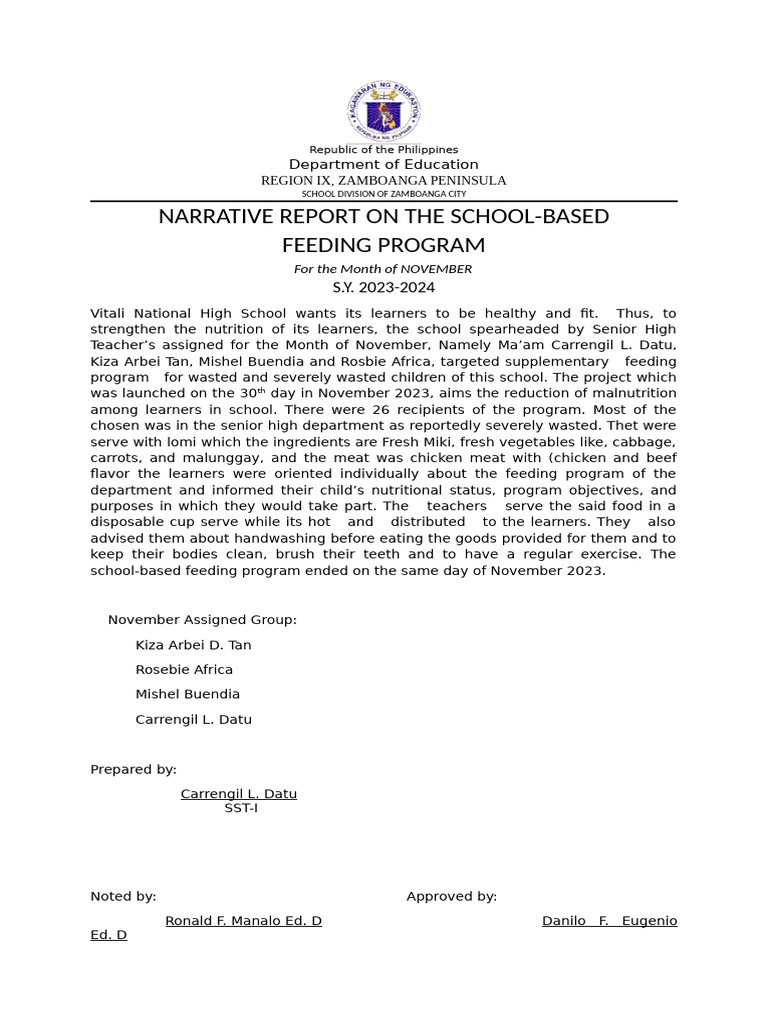 School-Based Feeding Program Report | PDF