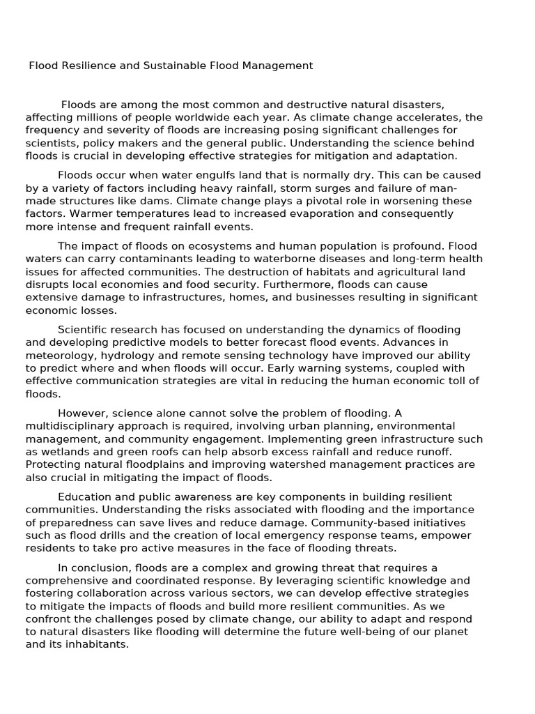 Flood Resilience Strategies Explained | PDF | Flood | Environment