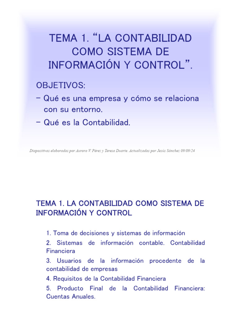 Tema 1. La Contabilidad Como Sistema de Información FCADE 24-25 - JSR ...
