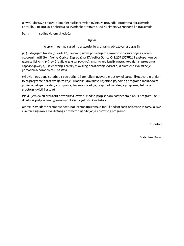 2024 Izjava Barać | PDF