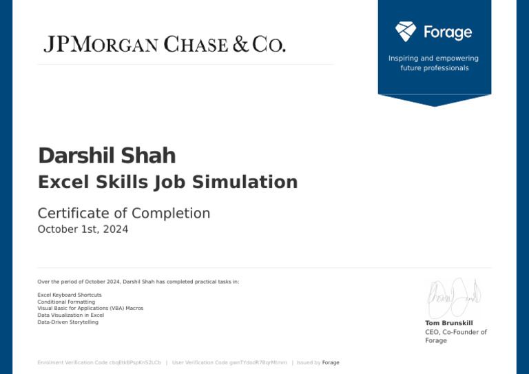 Jp Morgan Excel Certificate Pdf
