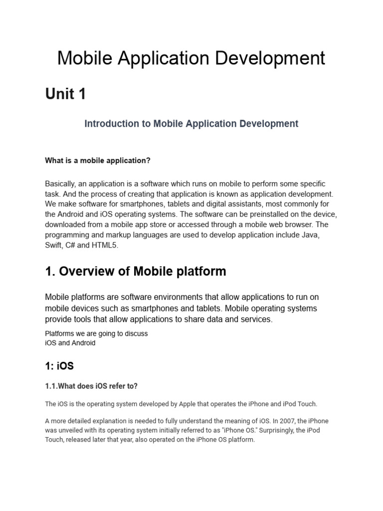 Chap 1 reading material mobile application development shubham