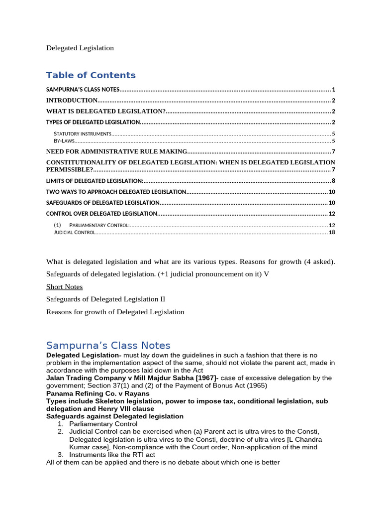 Delegated Legislation | PDF | Act Of Parliament | Legislature