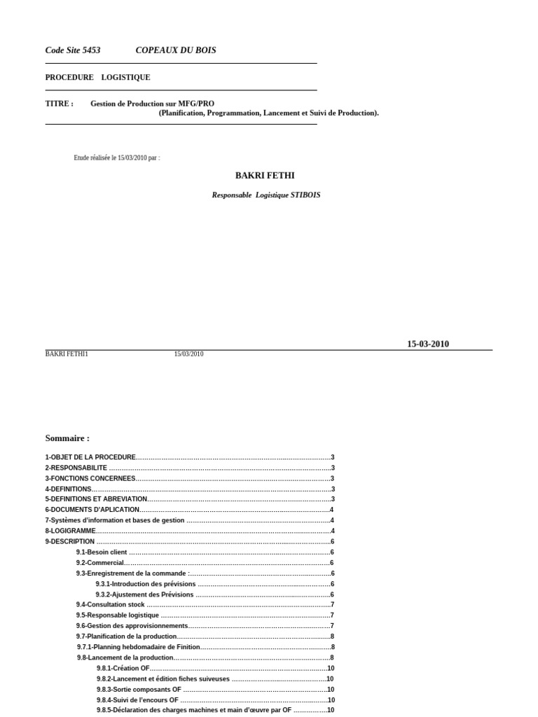 Gestion de Production MFG/PRO 5453 | PDF | Inventaire | Analyse systémique