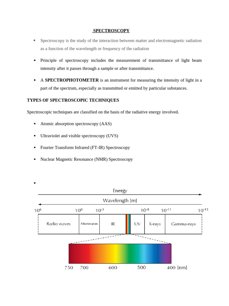 Overview of UV-Visible Spectroscopy | PDF | Ultraviolet–Visible ...