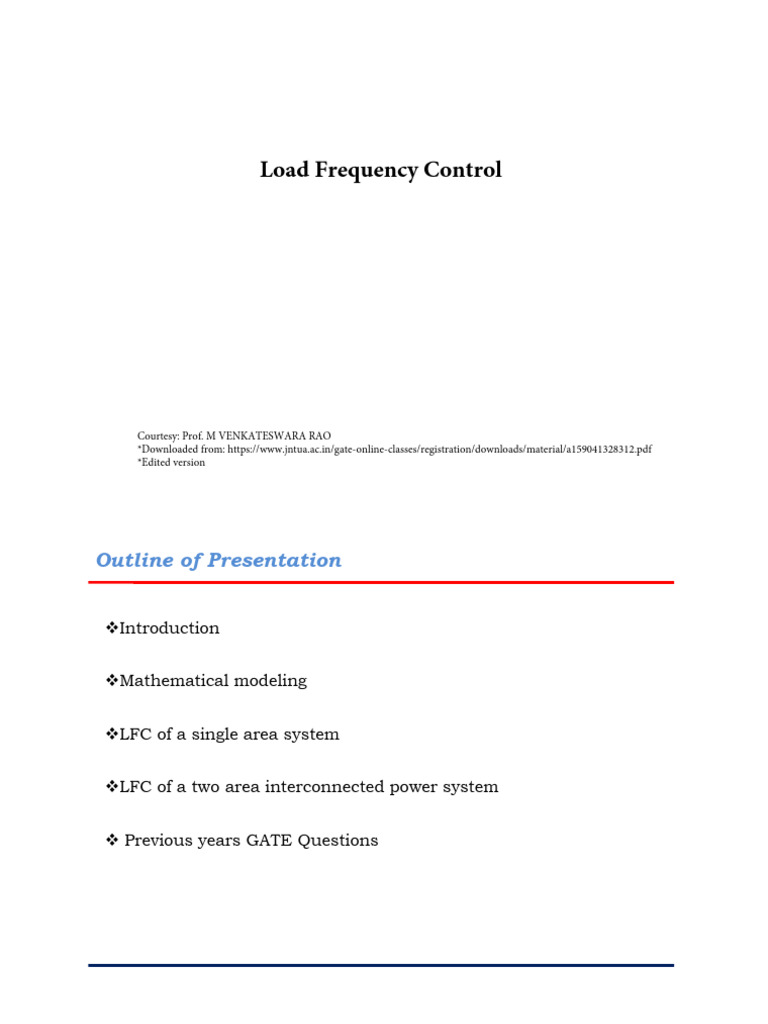 Load Frequency Control in Power Systems | PDF | Electric Generator ...
