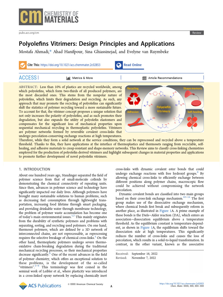 Polyolefin Vitrimers: Design and Uses | PDF | Polymers | Copolymer