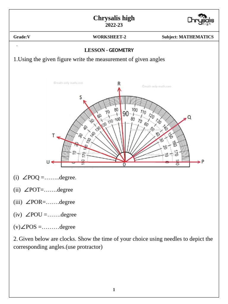 Geometry Worksheet for Grade V | PDF | Teaching Methods & Materials