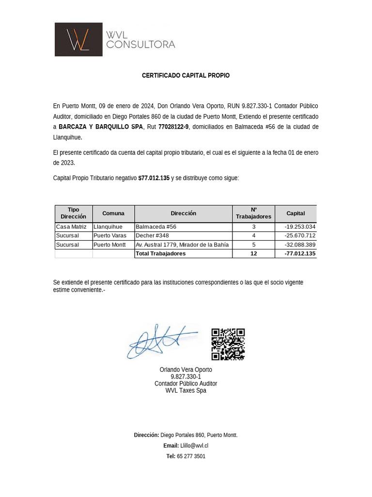 CERTIFICADO CAPITAL PROPIO | PDF
