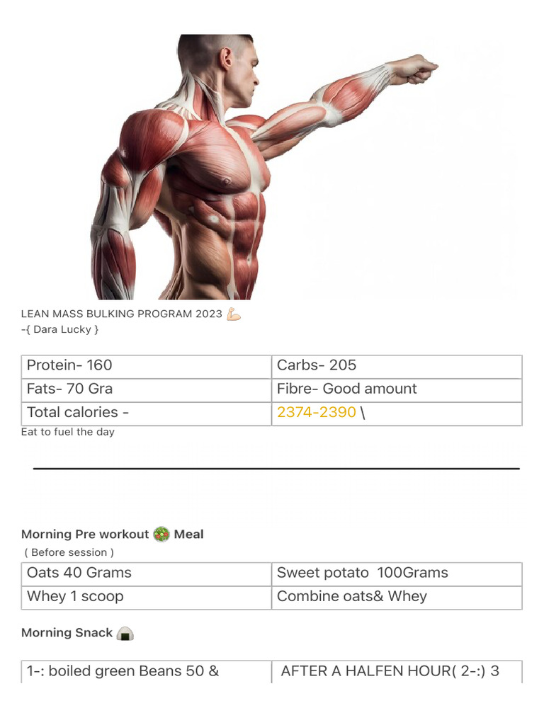 Lean Mass Bulking Program 2023 ?? | PDF | Foods | Weight Training