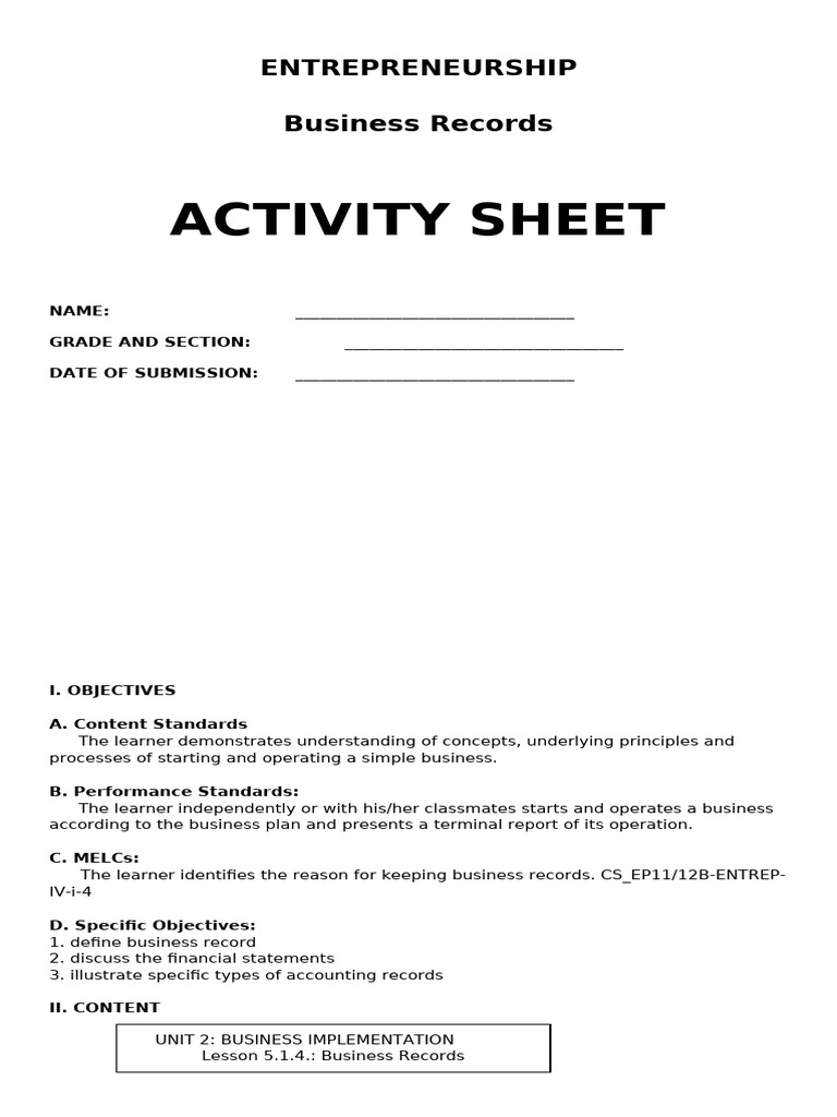 Q2 WK6 LAS Entrep LAURO C. CRUZ | PDF | Expense | Balance Sheet