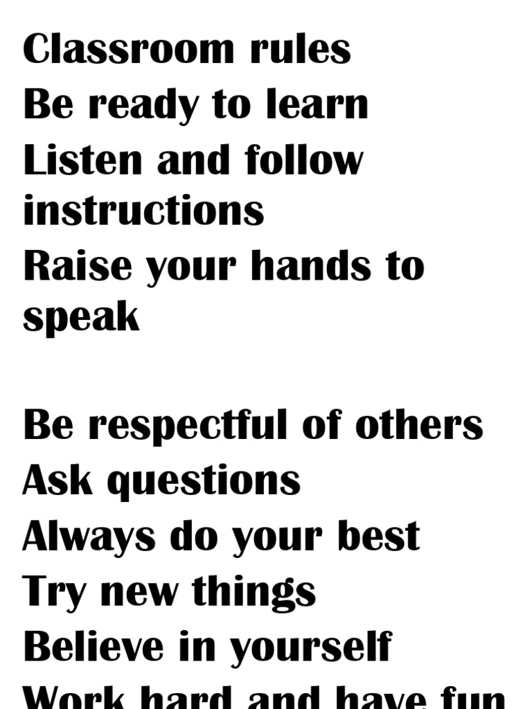 Classroom Rules | PDF