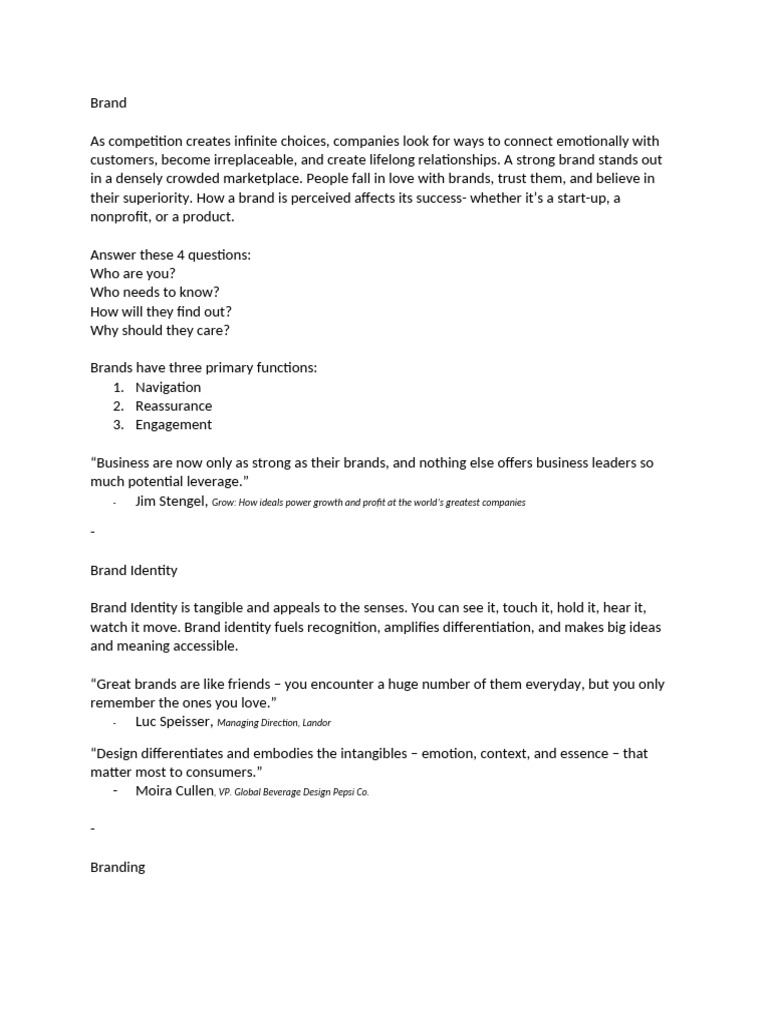 Notes On Designing Brand Identity | PDF | Brand | Competitive Advantage