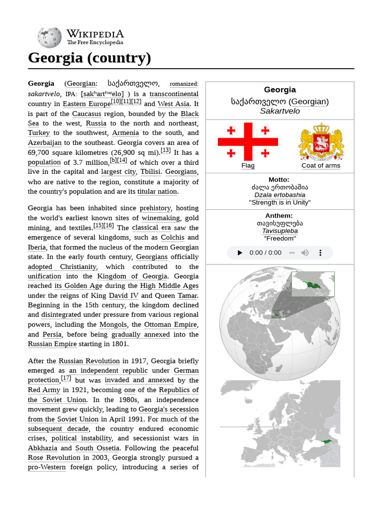 Overview of Georgia: History & Geography | PDF | Georgia (Country)