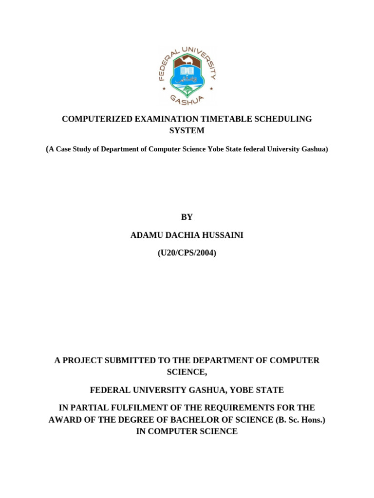 My project computerized examination timetable scheduling system pdf