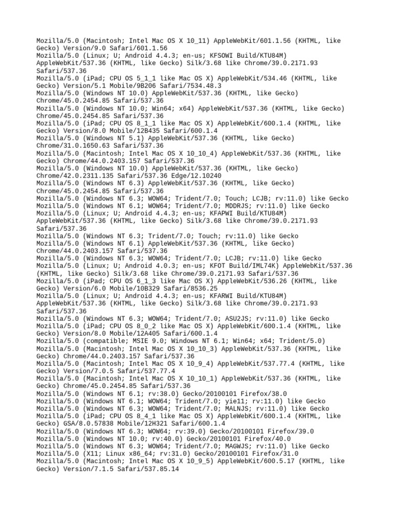 User Agents Part 2 | PDF | Safari (Web Browser) | Microsoft Windows