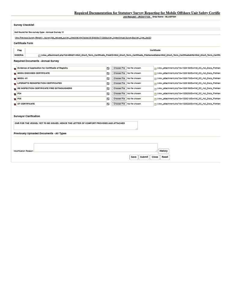 Annual Survey Documentation for MODU | PDF | Water Transport