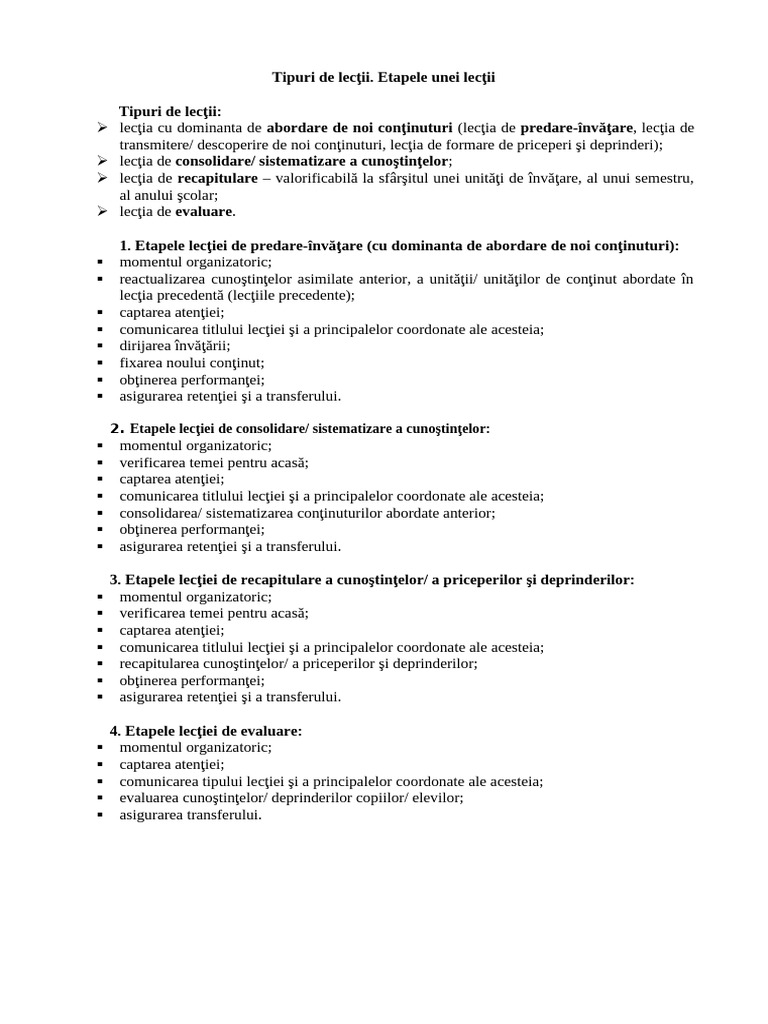 Etapele Unei Lectii | PDF