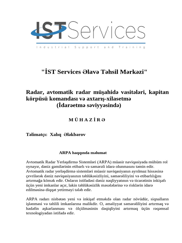 Radar Mühazirə | PDF
