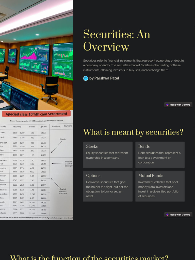Securities An Overview | PDF | Securities (Finance) | Stocks