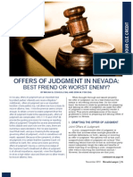 Article For CLE Credit: Offers of Judgement in Nevada: Best Friend or Worst Enemy?