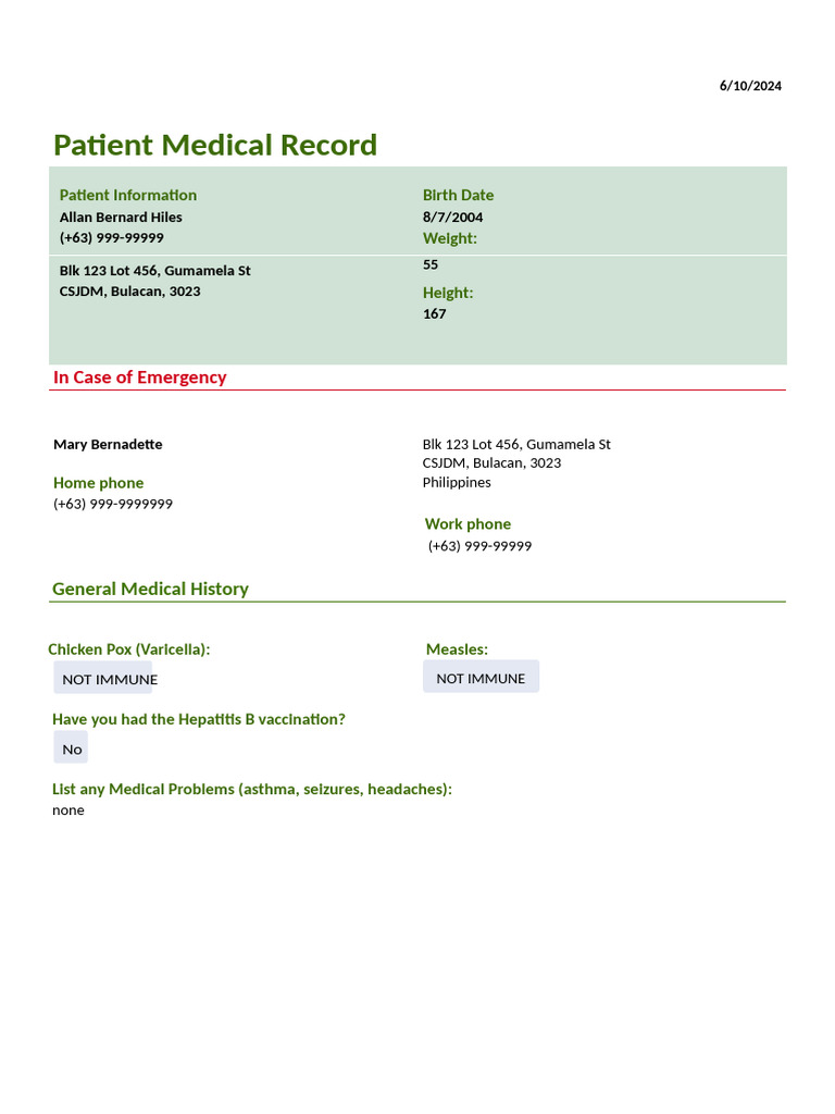 Medical Record | PDF