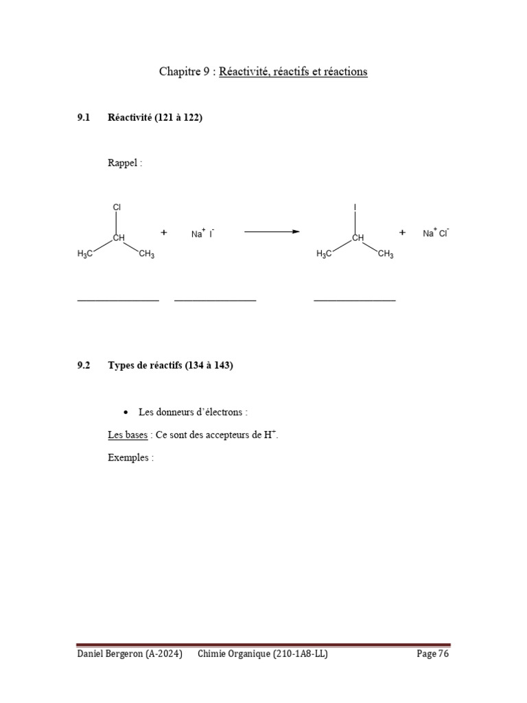Réactivité et types de réactifs en chimie | PDF | Liaison chimique ...
