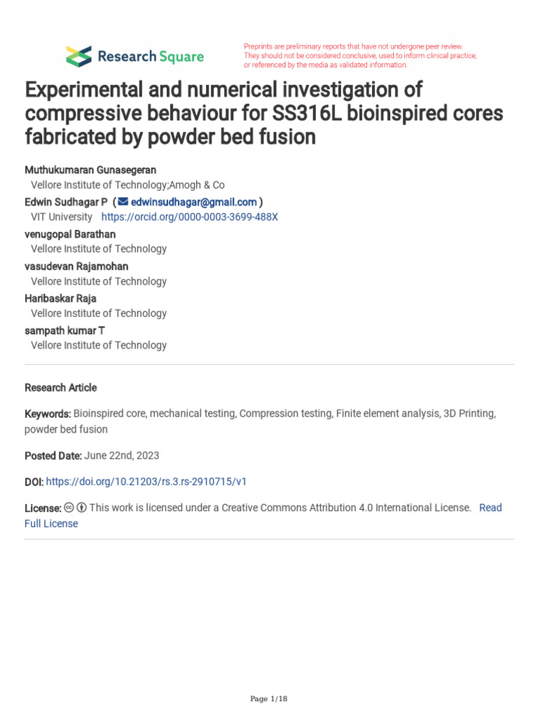 Experimental and Numerical Investigation of Compre | PDF | Strength Of ...