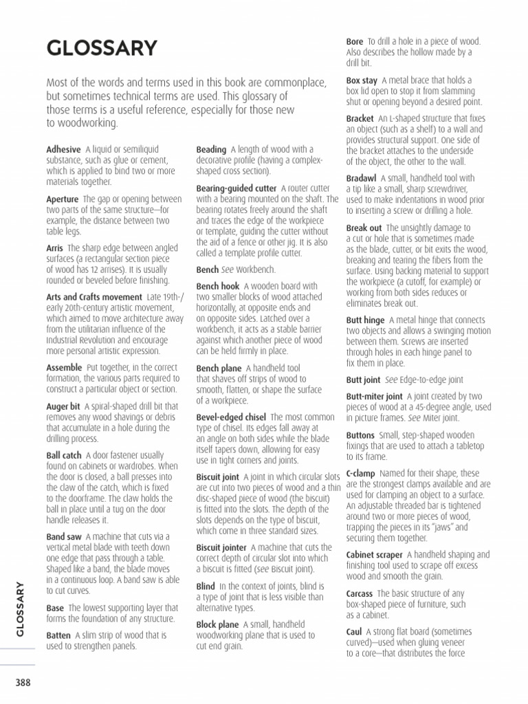 GLOSARY | PDF | Wood | Woodworking