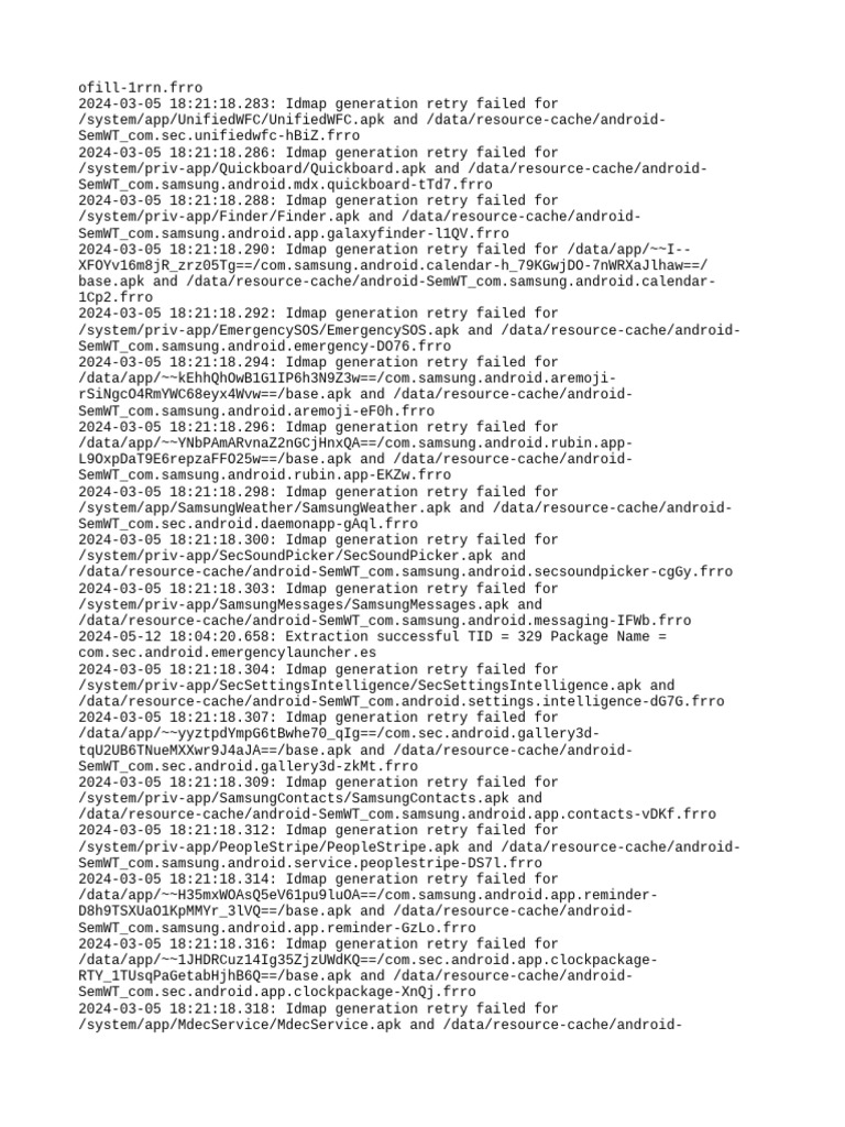 Idmap Generation Failures Log | PDF | Android (Robot) | Mobile Phones