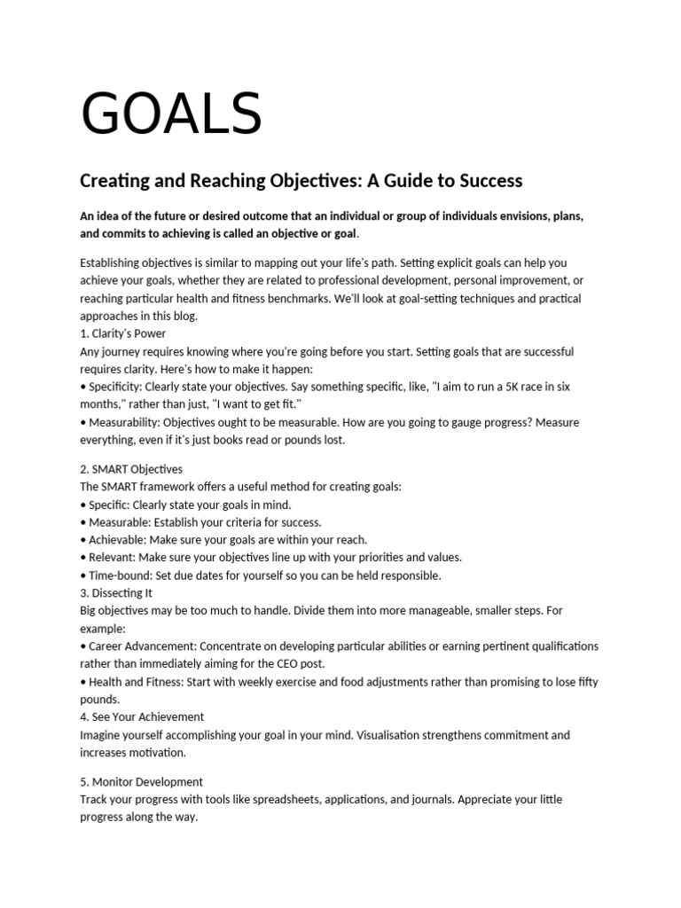 Tips for Effective Goal Setting | PDF | Goal | Motivation