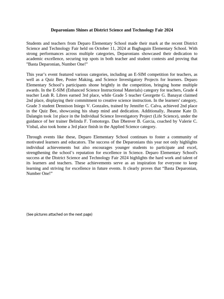 District Science and Technology Fair 2024 | PDF | Social Science ...