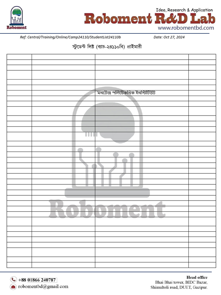 Student List 24110b Pri-5 | PDF | Dhaka | World Politics