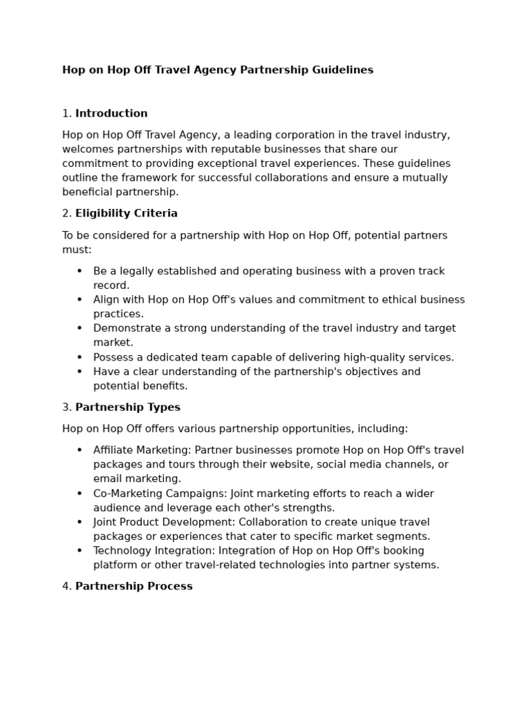 Hop on Hop Off Partnership Guidelines | PDF | Partnership | Marketing