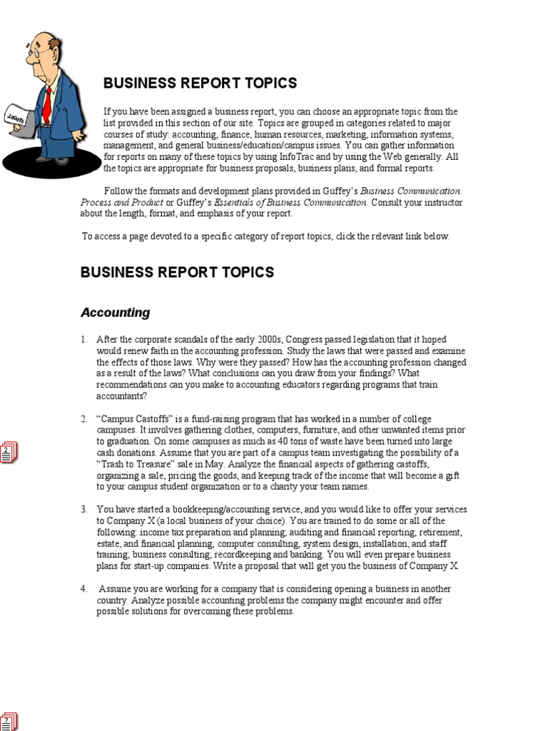 72417 Business Report Topics Guide | PDF | Employment | Management ...