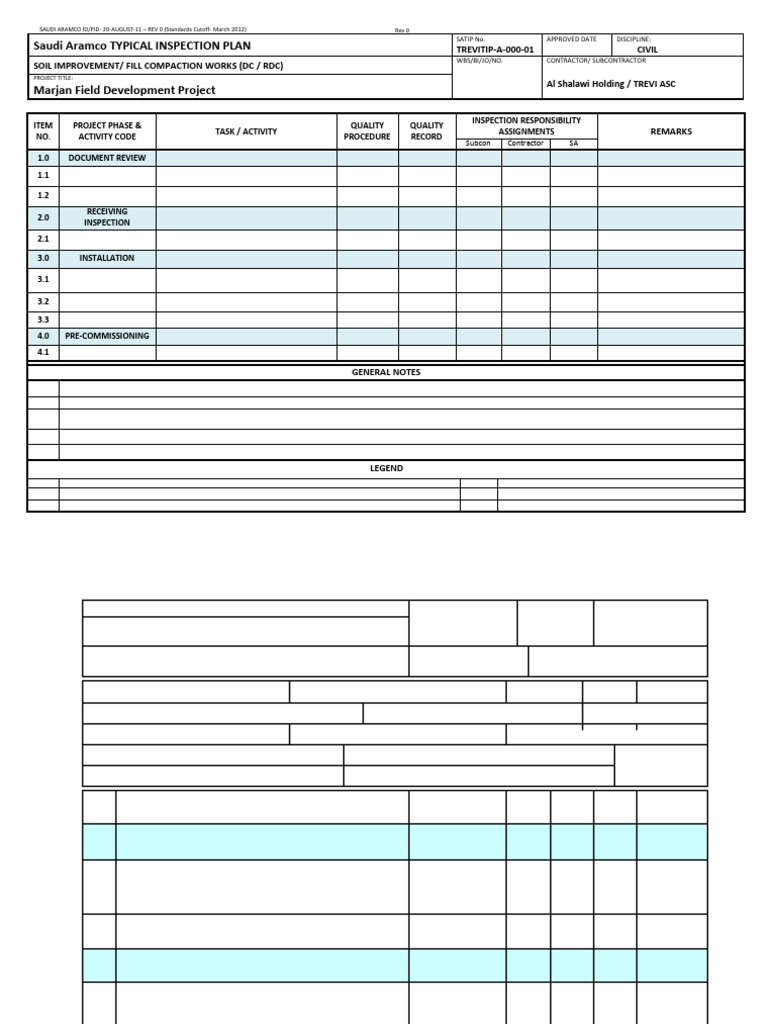 Saudi Aramco Typical Inspection Plan | PDF